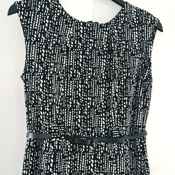 Size 6 black ⚫️ & white ⚪️ dress with multicolored trim midway down. - Picture 3 of 4